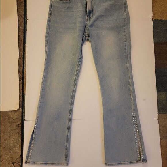 🆕️👖S.O.N.G. Slim Flare Blingy Denim Jeans, Sz 9 - Picture 4 of 5